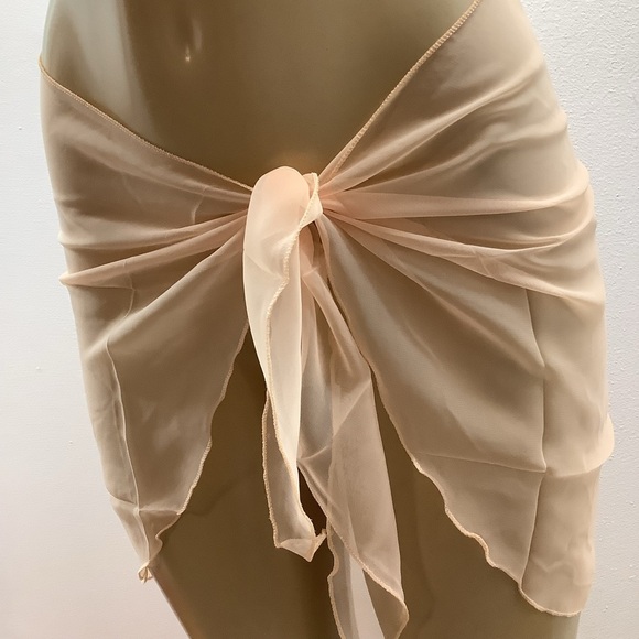 Zuliana Peach Sarong With Lettuce Trim. Made in USA. New With Tags - Picture 2 of 4